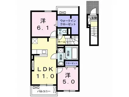 テラ カーサ B(2LDK/2階)の間取り写真