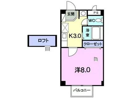 スクエア53(1K/2階)の間取り写真