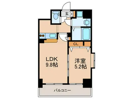 ラムール南森町アーバネックス(1LDK/2階)の間取り写真