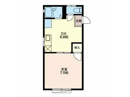 ドルフ御門台(1DK/1階)の間取り写真