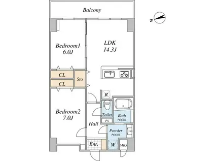 スカイグランデ千住(2LDK/10階)の間取り写真