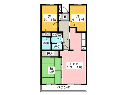 リーヴ・ドロア(3LDK/2階)の間取り写真