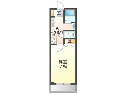 カーサ55(1K/2階)の間取り写真