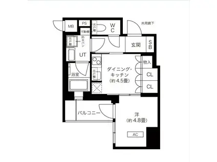 K-COURT谷町四丁目(1DK/2階)の間取り写真