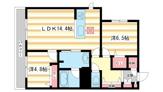 サニーサイドリュクス(2LDK/1階)の間取り写真