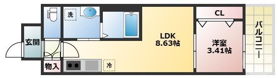 アーバンパーク新大阪(1LDK/6階)の間取り写真
