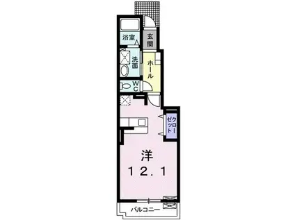アルエットII-B(ワンルーム/1階)の間取り写真