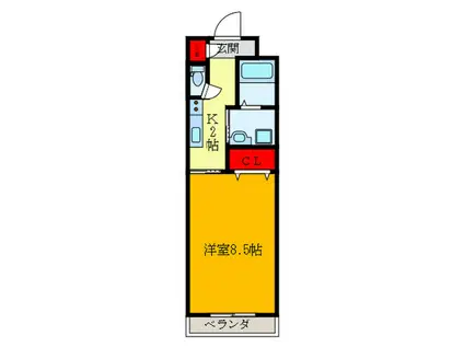 シャンテー枚方磯島(1K/1階)の間取り写真