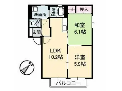 ファミールフジ(2LDK/2階)の間取り写真