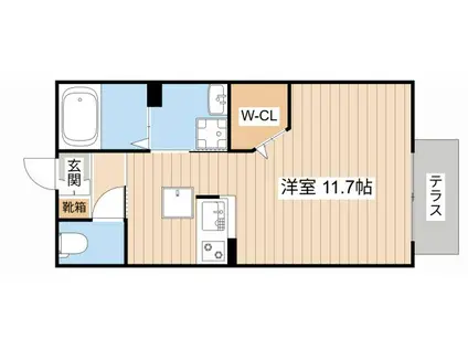 サーティーン11(ワンルーム/1階)の間取り写真
