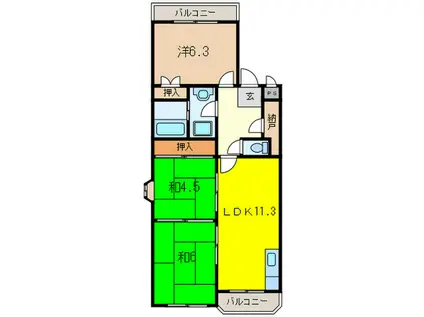 グリーンライフサトウ(3LDK/1階)の間取り写真