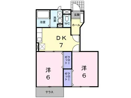 バードタイニー(2DK/1階)の間取り写真