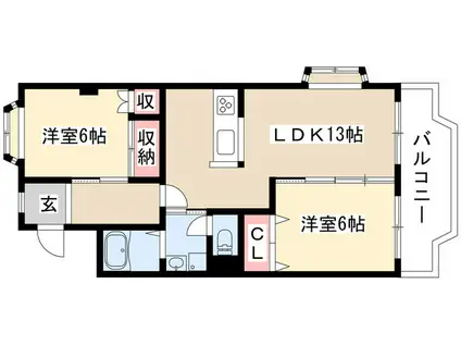 エスパッソ白沢(2LDK/2階)の間取り写真