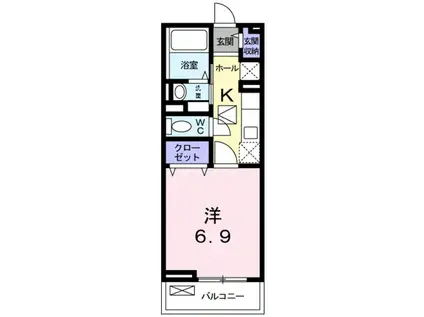 プラシード(1K/2階)の間取り写真