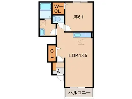 グロワールB(1LDK/1階)の間取り写真