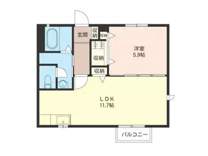 プランドール A(1LDK/2階)の間取り写真