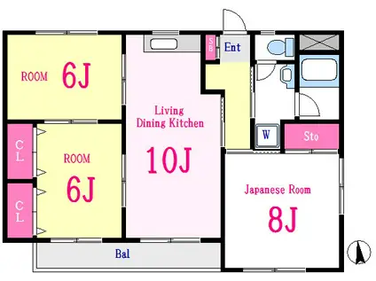 市川コーポIII(3LDK/1階)の間取り写真