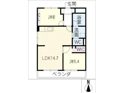 藤ハウス辻畑(2LDK/1階)の間取り写真