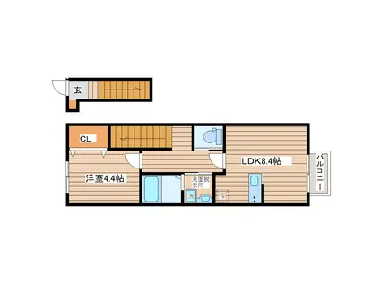 クラシア富沢(1LDK/2階)の間取り写真