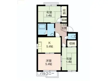 ベイシティーアークスC(3K/2階)の間取り写真