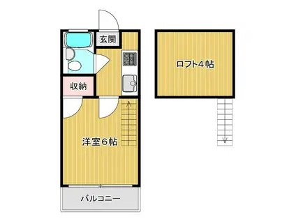 プリエール屋形(1SK/1階)の間取り写真