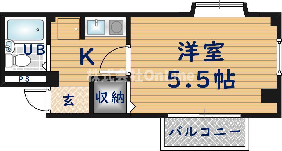 ハイツ笹(1K/2階)の間取り写真