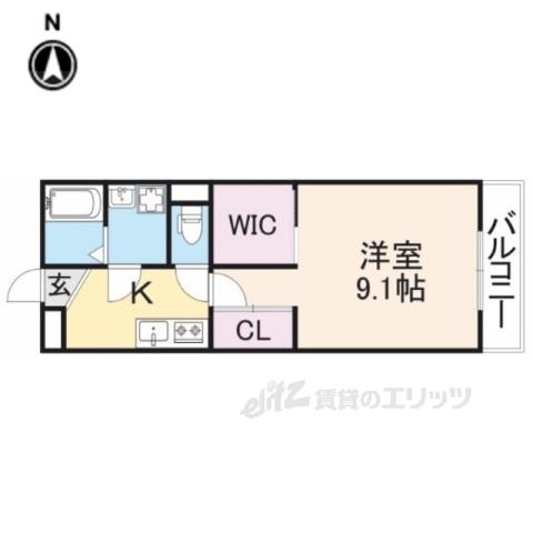 ジーメゾン法蓮町(1K/2階)の間取り写真