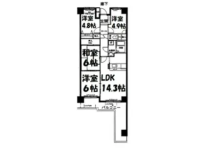 シティ・ファミリー八事N棟(2LDK/5階)の間取り写真