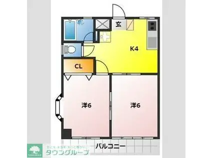 メゾンローリエ(2K/3階)の間取り写真