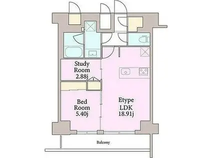 リージア曙橋(2LDK/13階)の間取り写真