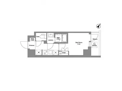 BPRレジデンス行徳(1K/1階)の間取り写真