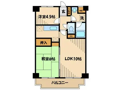 スクエアK(2LDK/1階)の間取り写真