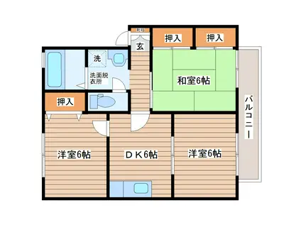 マルベリー・コートII(3DK/2階)の間取り写真