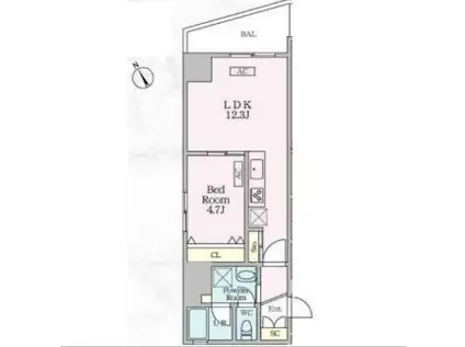 シャントロワ曙橋(1LDK/8階)の間取り写真