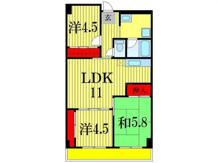 ファーストコーポ幕張本郷(3LDK/8階)の間取り写真