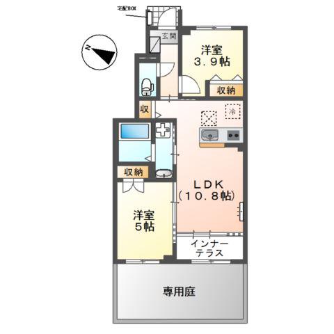 豊橋市三本木町アパート(2LDK/1階)の間取り写真