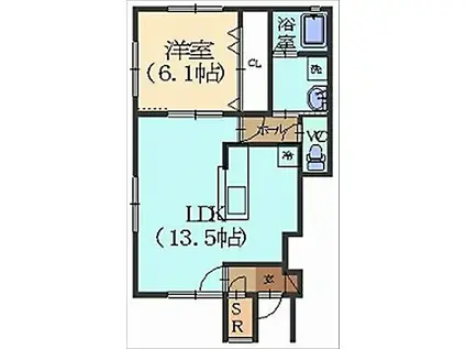 オレンジコート(1LDK/1階)の間取り写真