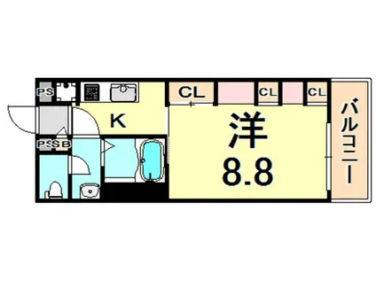 リブリ・スカイブルー スター(1K/1階)の間取り写真