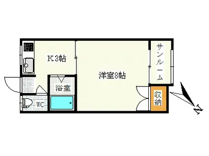 第2サンホワイト(1K/2階)の間取り写真