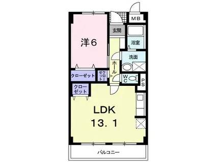ニューマリッチ東深津(1LDK/3階)の間取り写真
