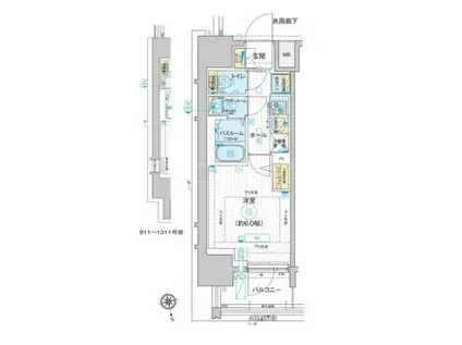 エスタート品川南大井(1K/12階)の間取り写真