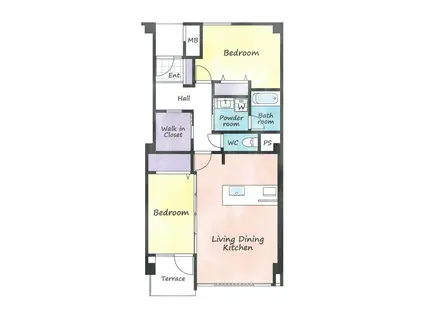 川口アパートメント(2LDK/3階)の間取り写真