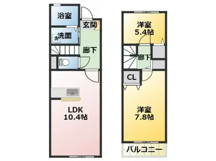 ラディハウス御幸(2LDK/1階)の間取り写真