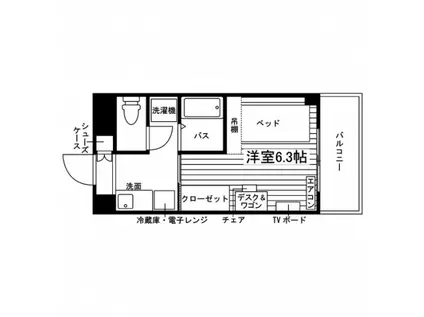 女子学生会館 SSアスリートヴィレッジさくら(ワンルーム/3階)の間取り写真