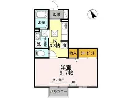 ホットスペース理科大前AB(1K/2階)の間取り写真