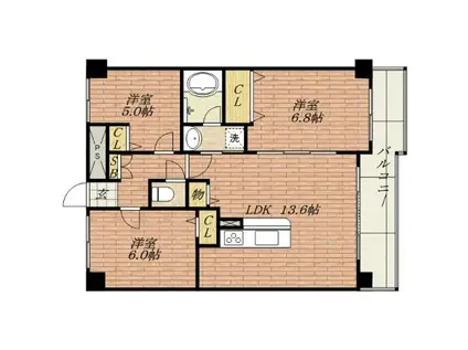 クレアテージ(3LDK/3階)の間取り写真