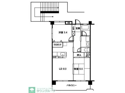 グリーンパレス藤塚(2LDK/3階)の間取り写真