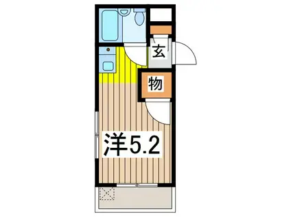 ヴィラクレイドル(ワンルーム/3階)の間取り写真