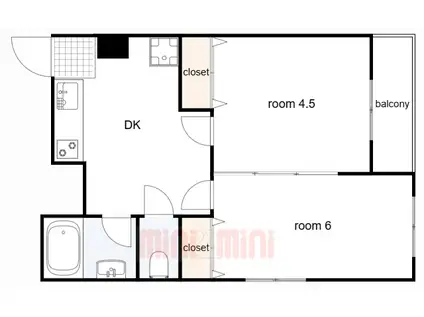ファミリーハイツサイトー(2DK/5階)の間取り写真