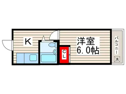 ベイハイツ2(1K/4階)の間取り写真